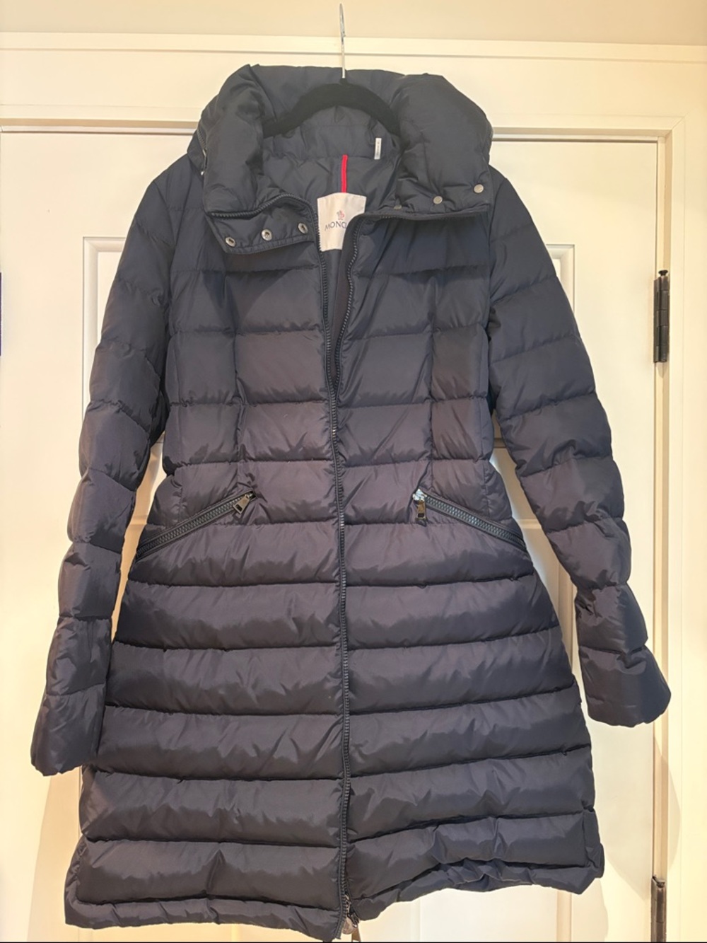 Moncler Women's Dark Navy Quilted Long Puffer Coat Size 1